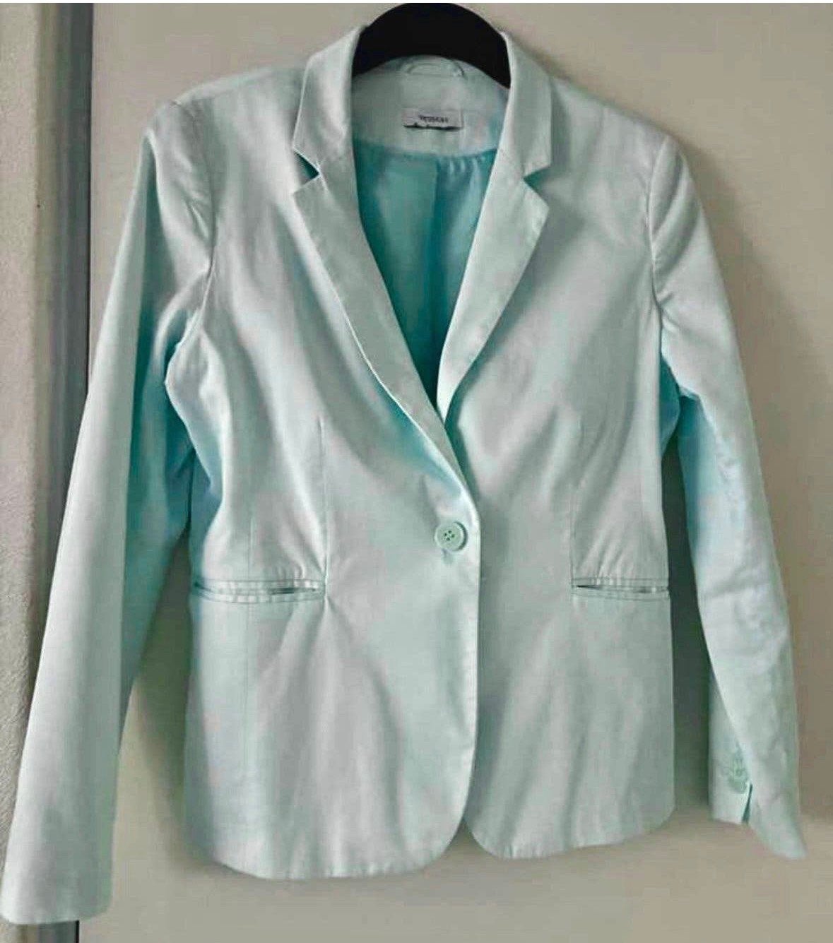 Turquoise blazer voor de koele dagen maat 40, Ophalen of Verzenden, Zo goed als nieuw, Maat 38/40 (M), Blauw