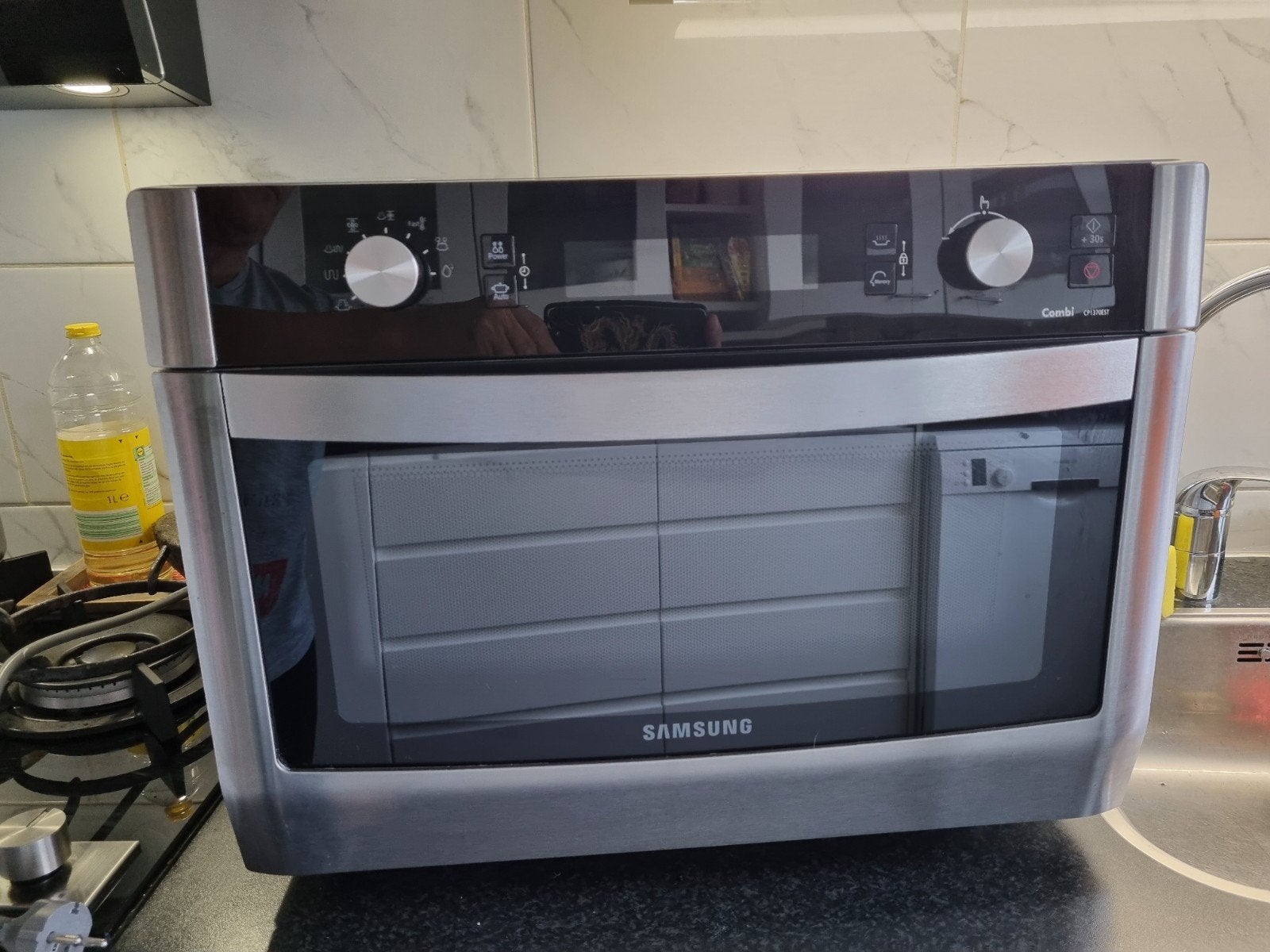 Samsung Combi Magnetron CP1370EST - Zilver/Zwart, Ophalen, Combimagnetron, Gebruikt, 60 cm of meer