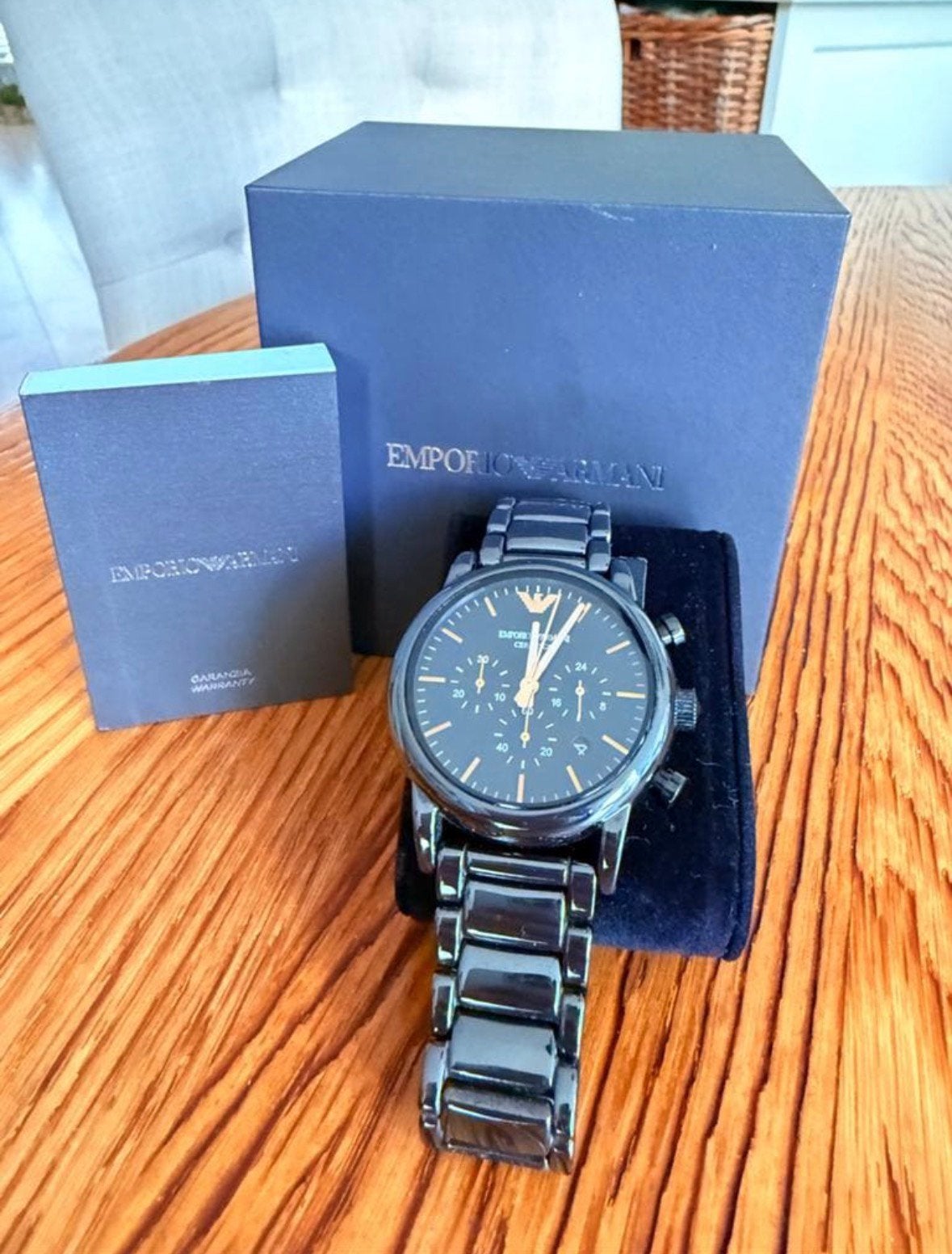 Emporio Armani AR1509 Herenhorloge met volledige armband, Staal, Staal, Polshorloge, Zo goed als nieuw