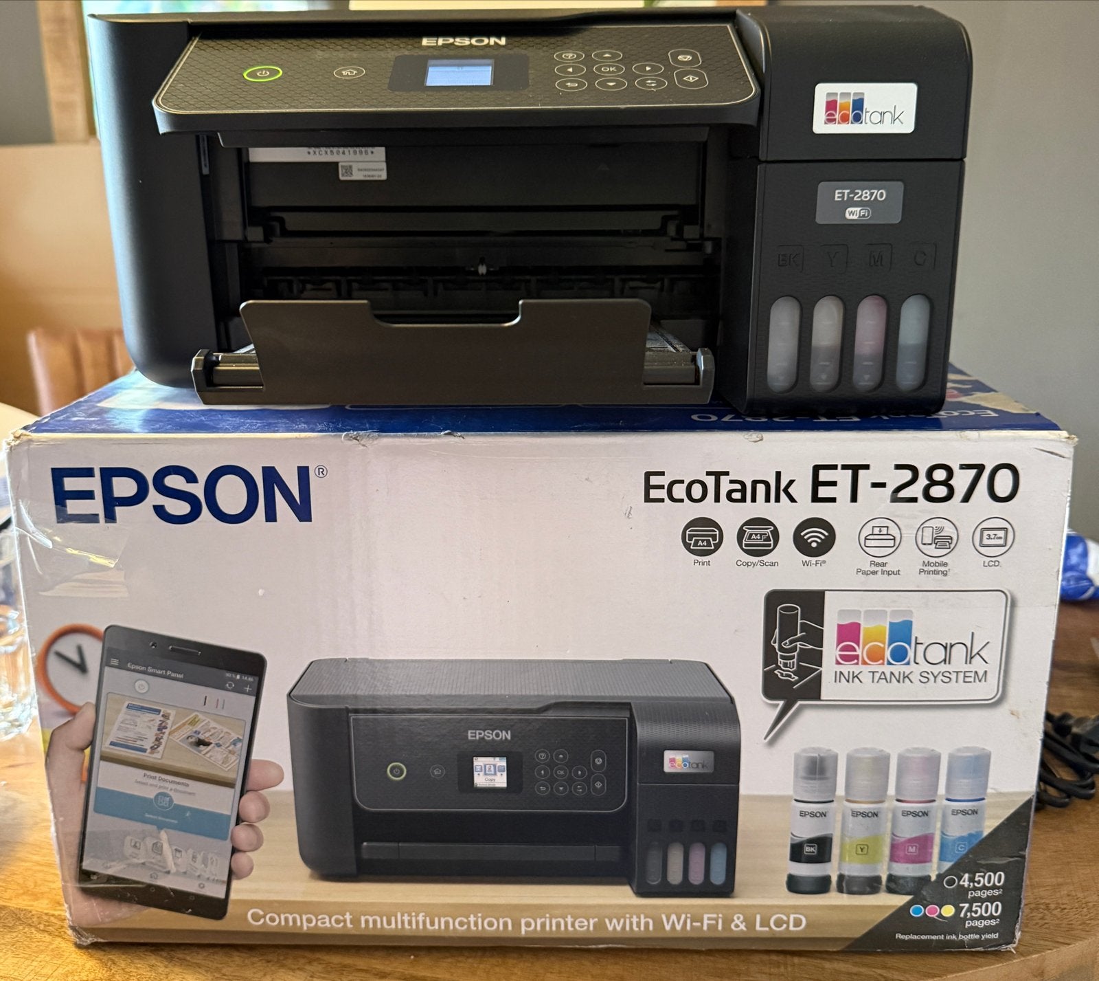 Epson EcoTank ET-2870 All-in-One Printer met doos, Computers en Software, Printers, Zo goed als nieuw, All-in-one, Inkjetprinter