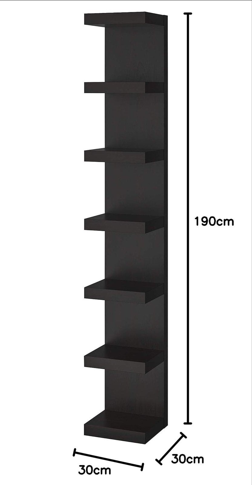 IKEA LACK wandplank zwart 190x30x30 cm, Huis en Inrichting, Ophalen, Minder dan 50 cm, Zo goed als nieuw, 150 tot 200 cm