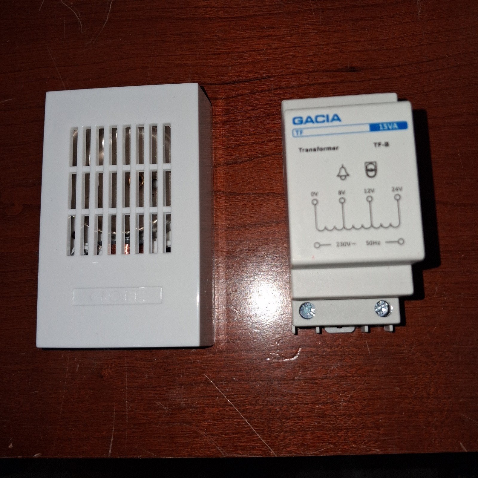 Gacia TF-B 15VA Transformator met Grothe 24V deurbel, Ophalen of Verzenden, Nieuw, Bedraad