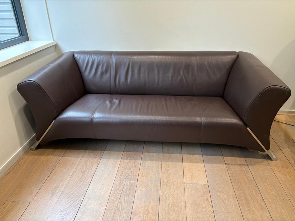 Originele Rolf Benz designbank – echt leer, Ophalen, Gebruikt, Tweepersoons, Rechte bank