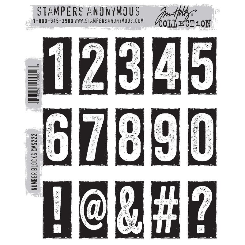 SA Tim Holtz Cling Mount Stamps Number Block #222, Hobby en Vrije tijd, Stempelen, Verzenden, Nieuw, EZ-mounted stempel