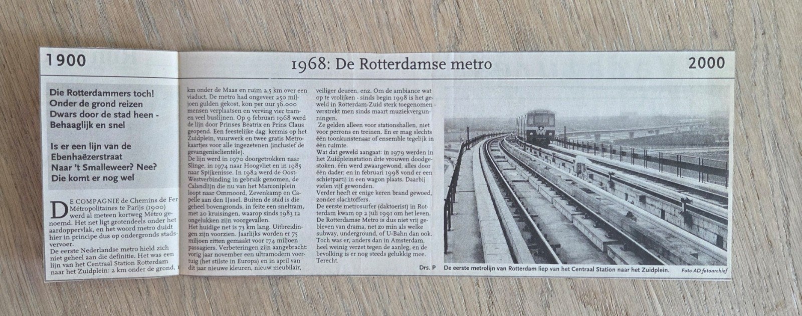 Krantartikel Metro Rotterdam, Verzamelen, Ophalen of Verzenden