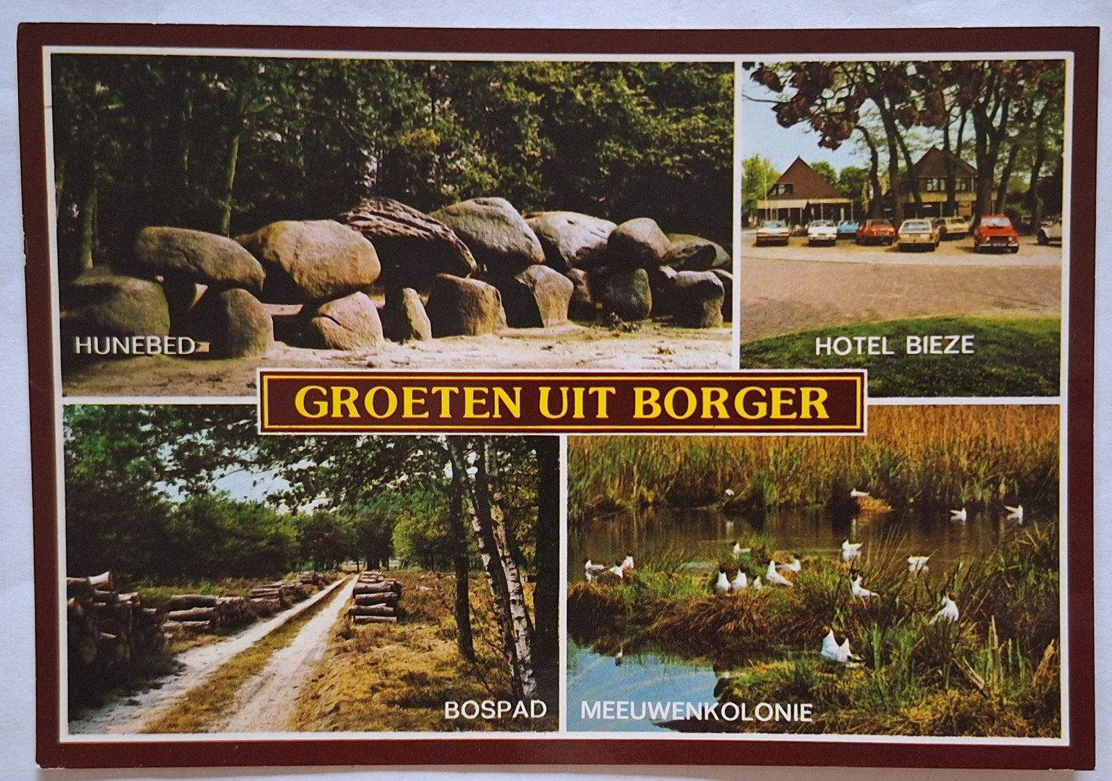 A K Borger - Hunebed, Hotel Bieze, Bos en Meeuwenkol, Verzamelen, Ophalen of Verzenden