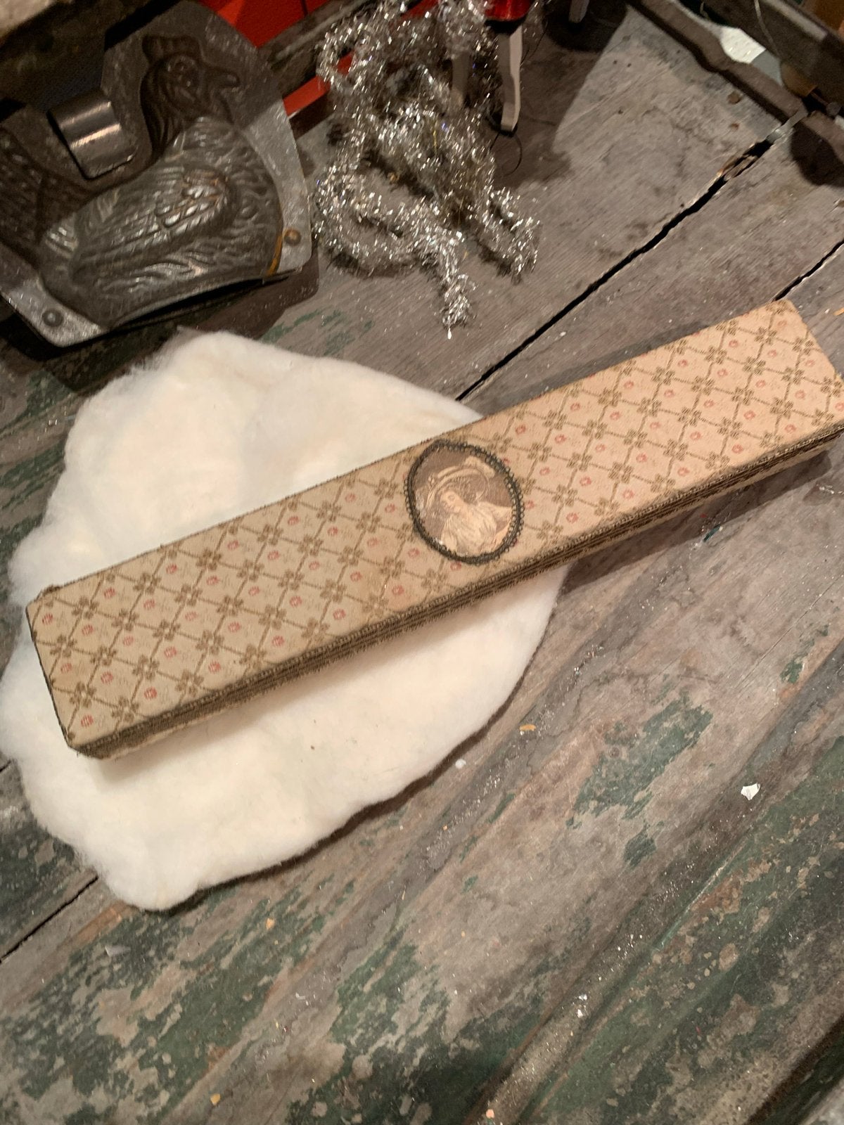 Antieke Franse Brocante Doos met Volkskunst Decoratie, Ophalen of Verzenden