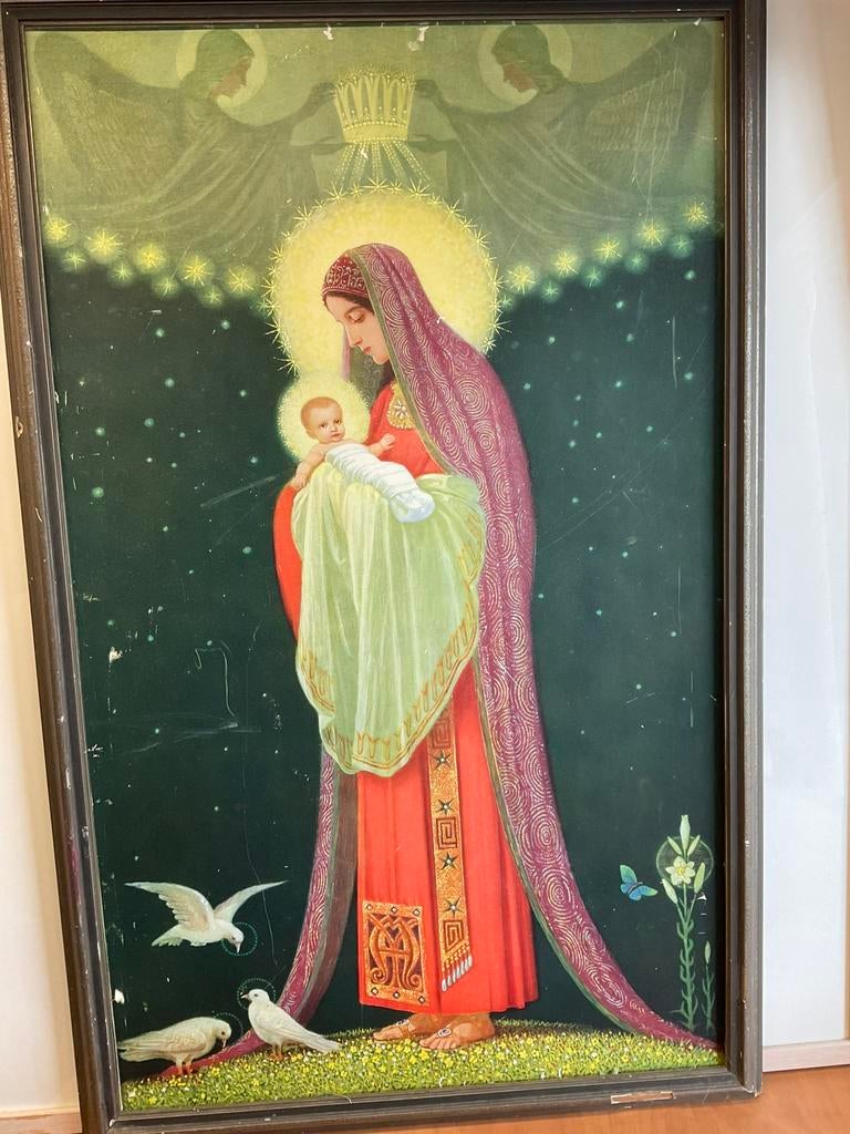 Marianne Stokes Maria und Kind groot werk 80cmx50cm ongev., Antiek en Kunst, Antiek | Religie, Ophalen