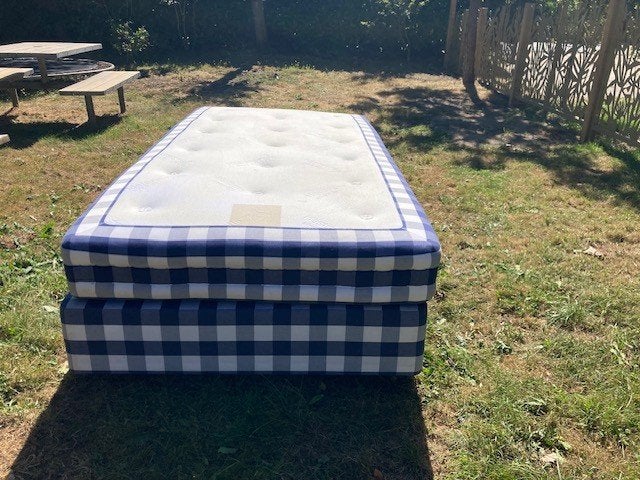 Hastens Herlewing 1 persoons 105cm breed x 210cm lang, Ophalen, 100 cm, Blauw, 210 cm