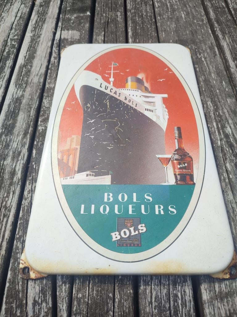 Bols emaille reclamebord, Verzamelen, Ophalen of Verzenden, Gebruikt, Reclamebord