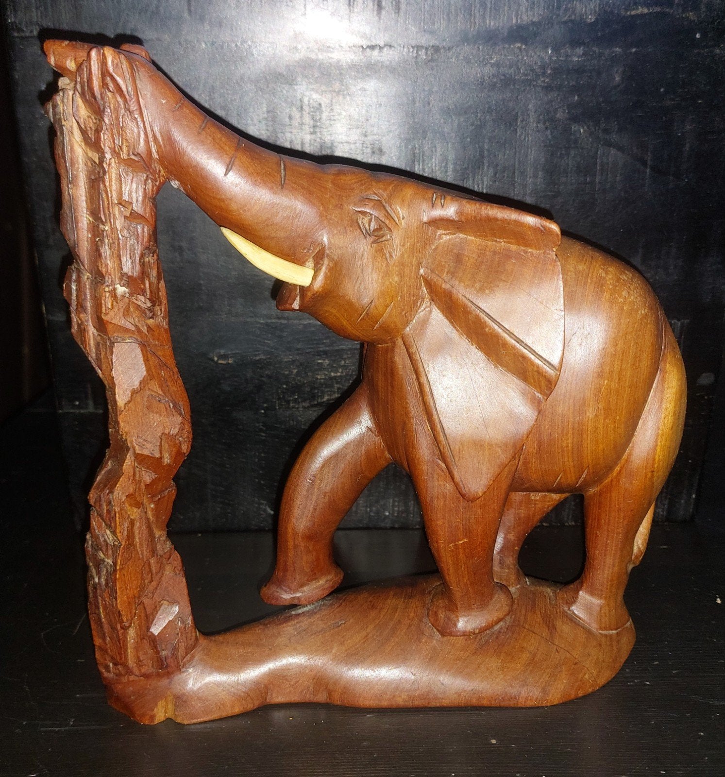 Houten olifant sculptuur - Handgesneden, Antiek en Kunst, Ophalen of Verzenden, 20 - 50 cm, Beeld, Hout