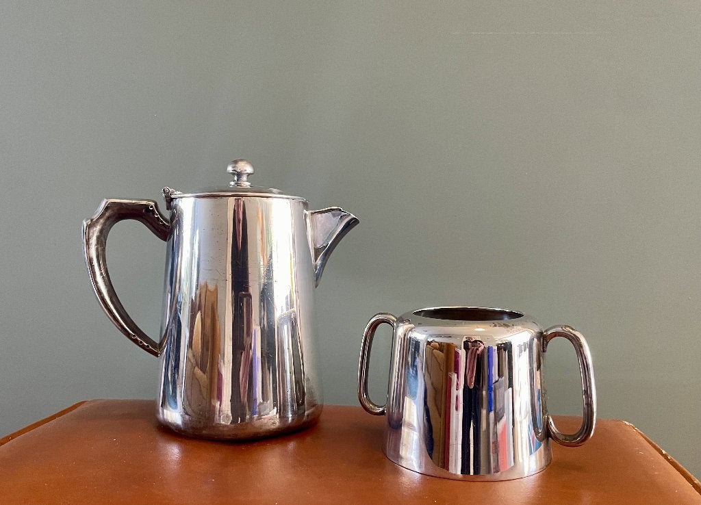 Sheffield Silver Plated thee- en suikerpot voor maar €20, Antiek en Kunst, Antiek | Goud en Zilver, Ophalen of Verzenden, Zilver