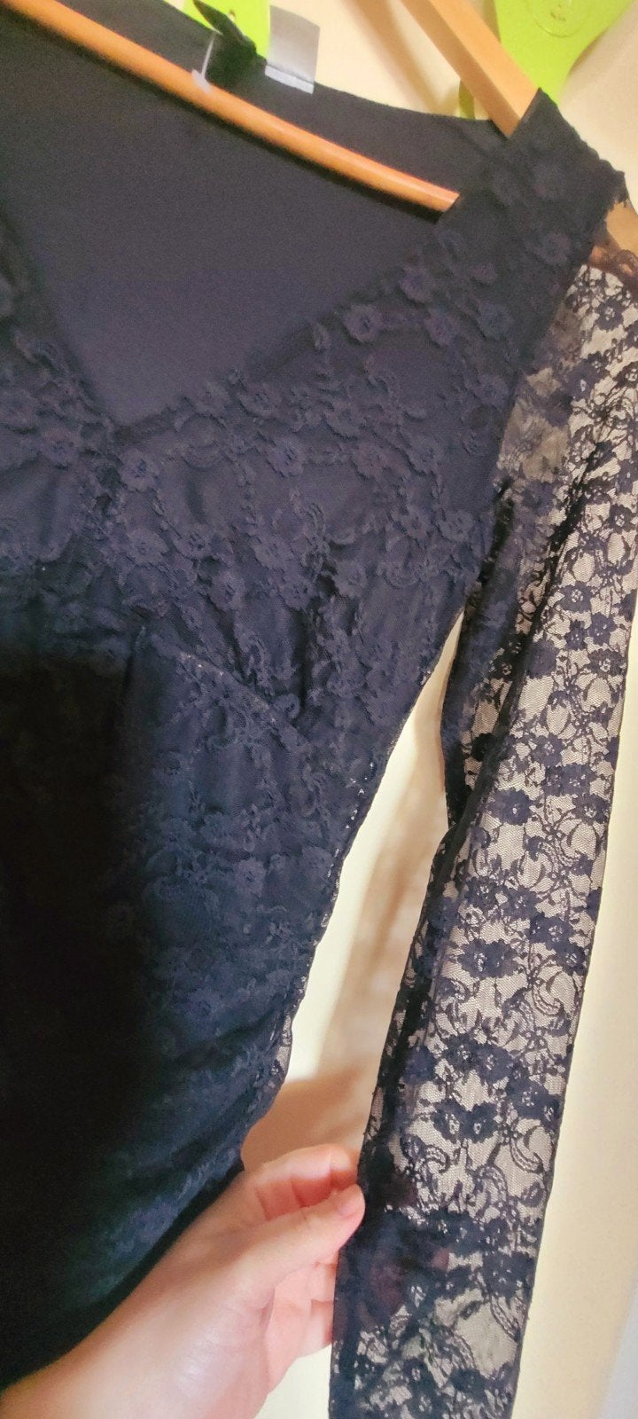 H&M Divided Zwart Kanten Jurkje Maat S, Zwart, H&M Divided, Ophalen of Verzenden, Zo goed als nieuw