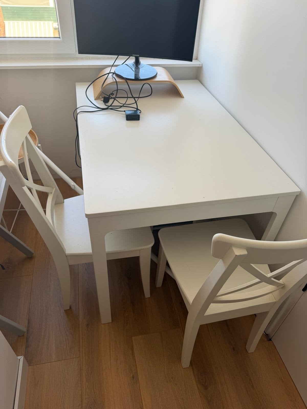 Ikea eettafel met 4 stoelen, Ophalen, Gebruikt, 100 tot 150 cm, 50 tot 100 cm