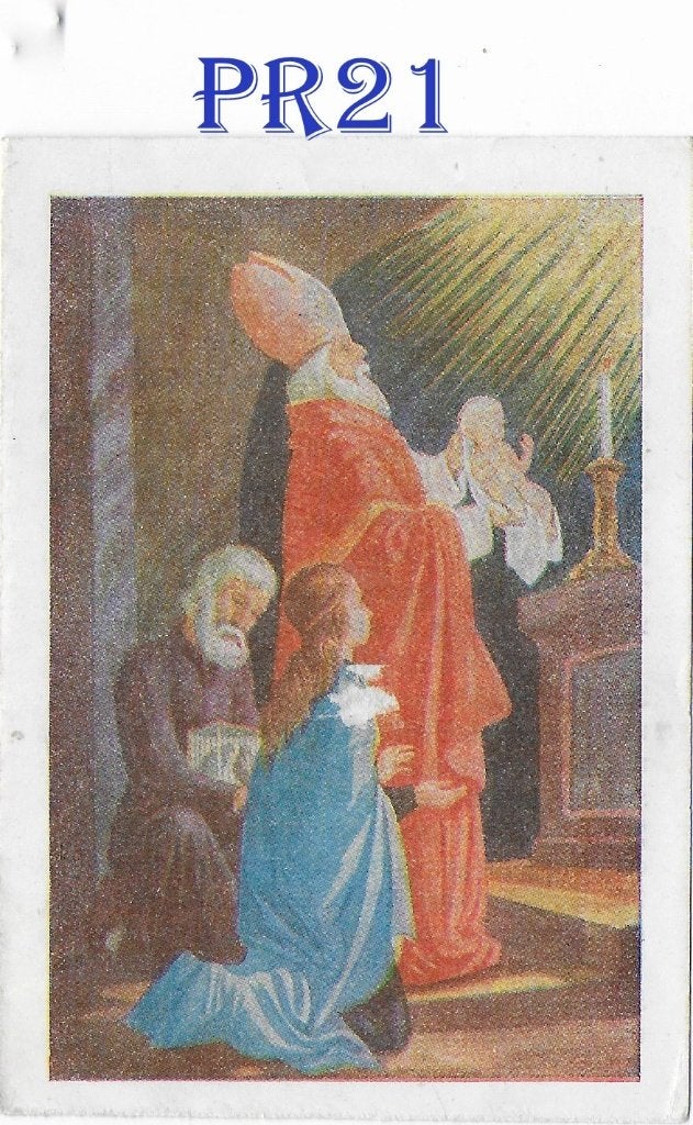 Pr21 prentje jezus wordt in de tempel voorgesteld, Ophalen of Verzenden, Zo goed als nieuw, Kaart of Prent