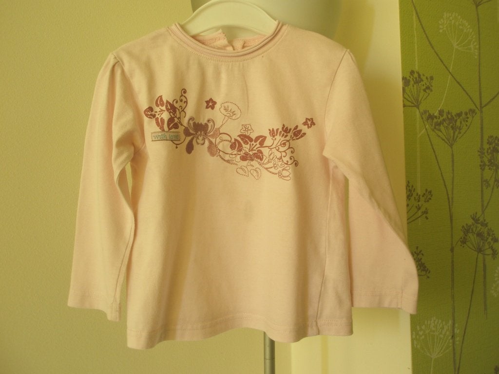 Licht roos met bloemen shirtje longsleevje Baby Club C&A 92, C&A, Meisje, Nieuw, Ophalen of Verzenden