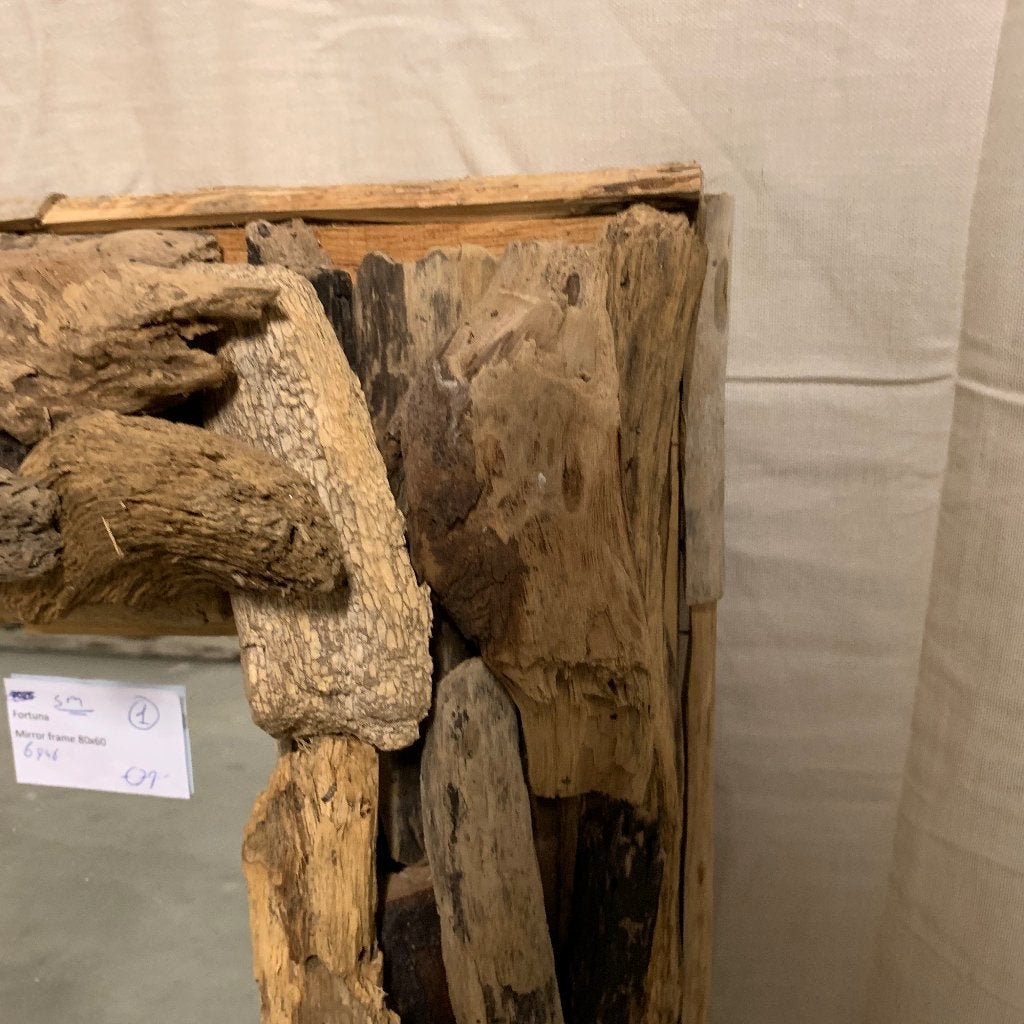 spiegel drijfhout /driftwood - 80 x 60 cm - Gratis bezorgd, Huis en Inrichting, Woonaccessoires | Spiegels, TTM Wonen, Meubels – (Perzische) Tapijten en Woonaccessoires