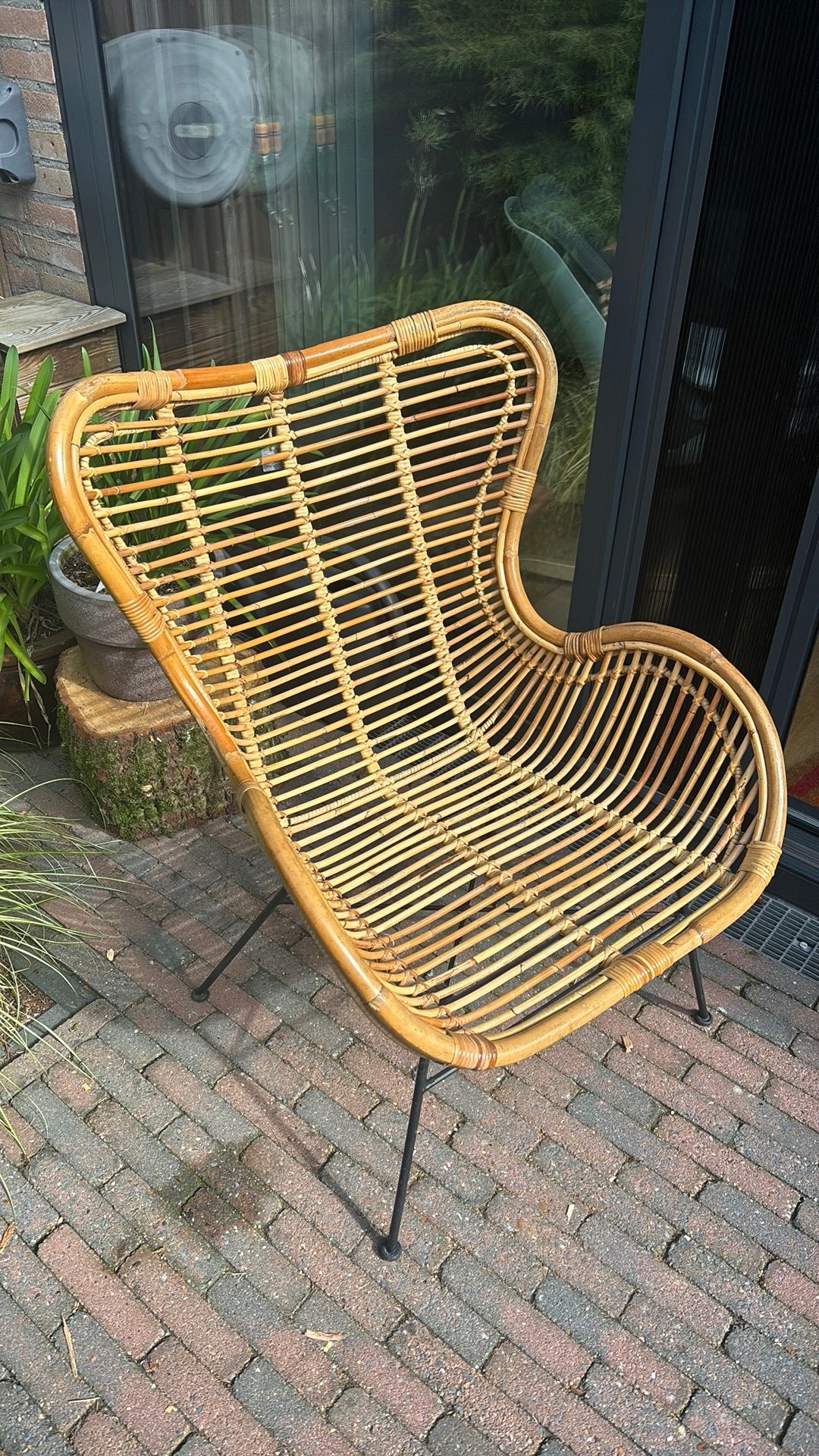Loungestoel riet naturel, Ophalen, Zo goed als nieuw, Bruin, Eén