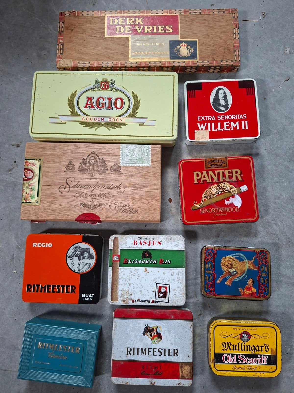 sigarendoosjes Ritmeester, panter, Willem, agio, samson, e.a, Ophalen of Verzenden, Gebruikt, Tabaksdoos of Verpakking