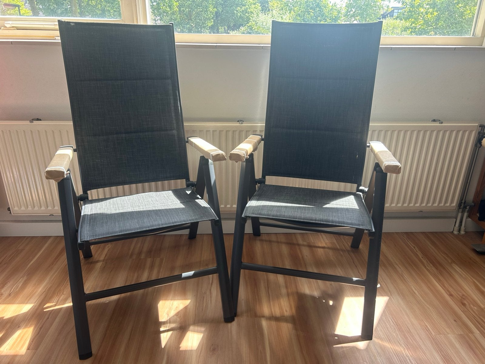 2x OWIM Tuinstoelen Aluminium Antraciet Verstelbaar, Tuin en Terras, Tuinstoelen, Ophalen of Verzenden, Nieuw, Aluminium, Inklapbaar