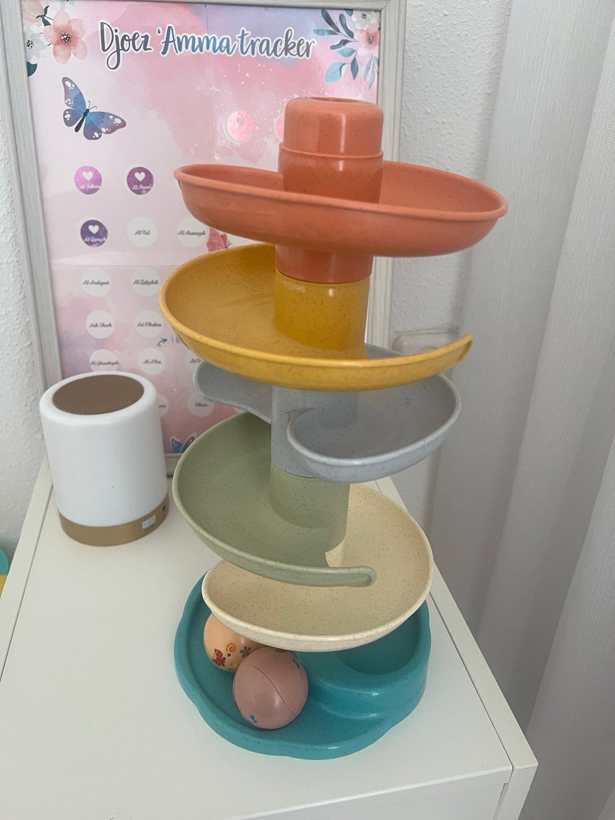 Spiraal Toren met Ballen - BIO-plastic Ballenbaan, Ophalen of Verzenden, Zo goed als nieuw, Jongen of Meisje