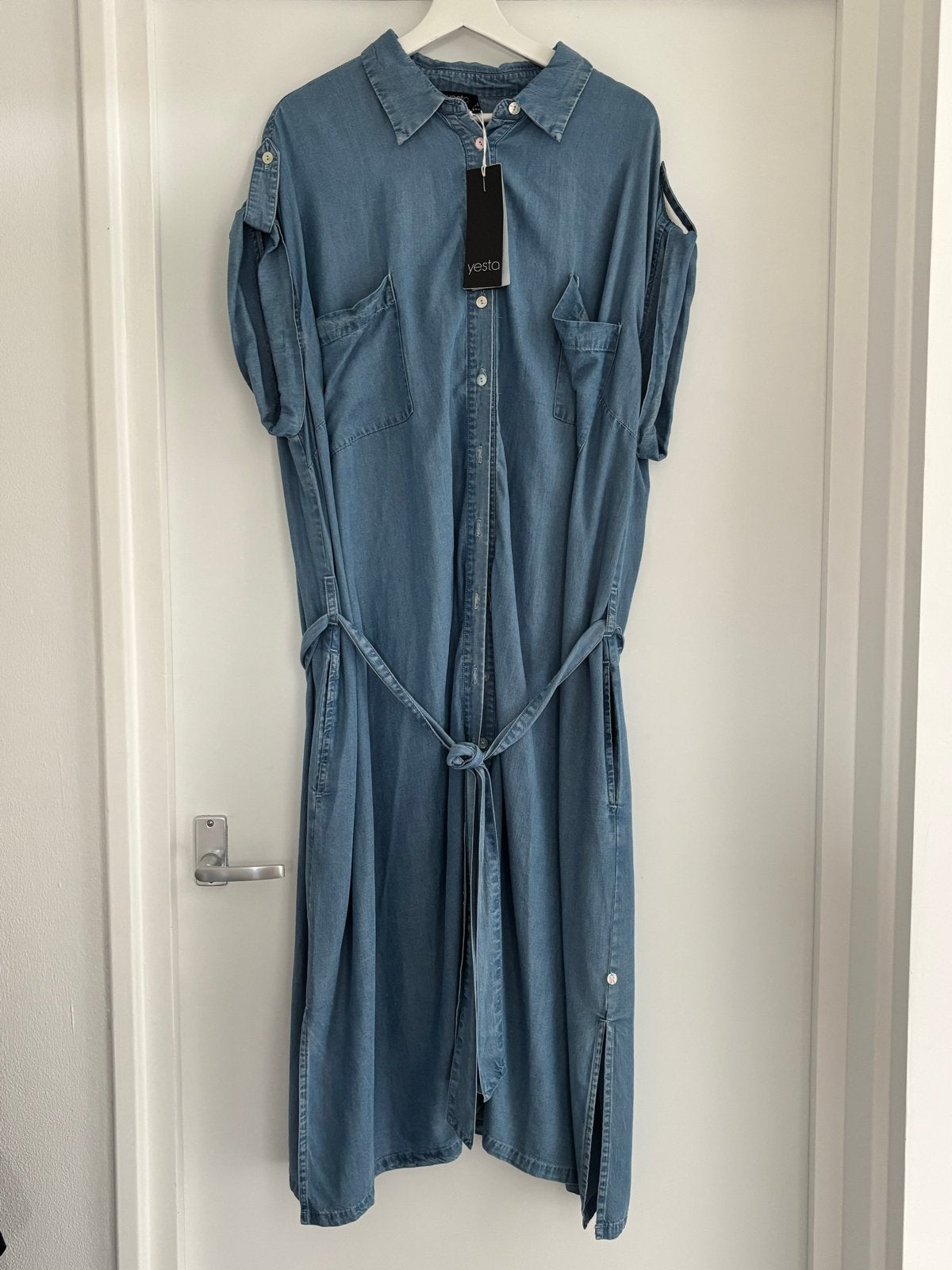 Yesta denim jurk met ceintuur - mt 50-52 -, Kleding | Dames, Grote Maten, Verzenden, Nieuw, Blauw, Jurk