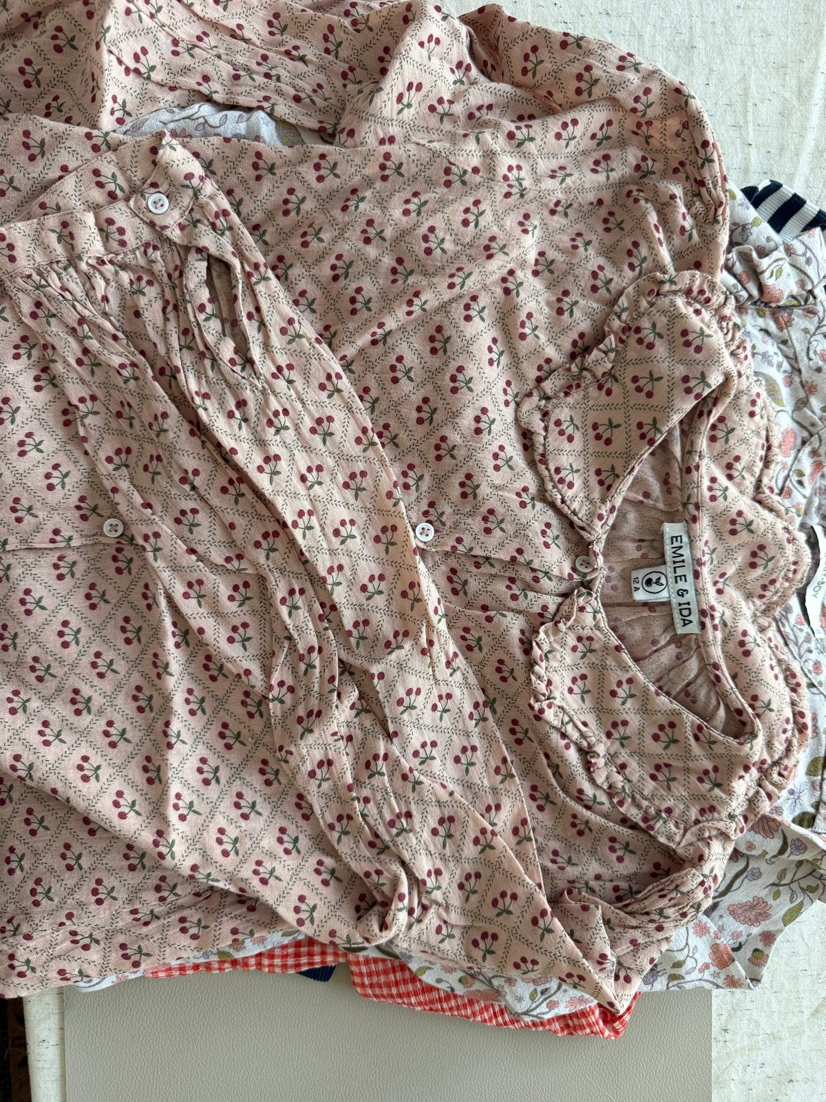 Emile & Ida Blouse met kersenprint - Maat 12A, Ophalen, Gedragen, Maat 46/48 (XL) of groter, Roze
