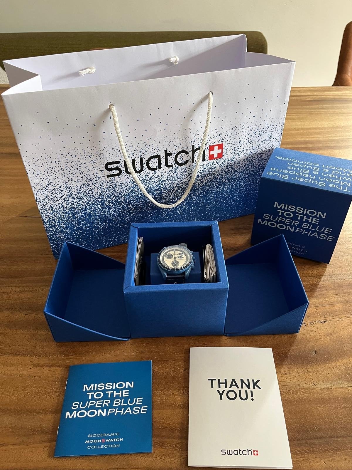 Swatch x Omega Moonswatch Mission to the Super Blue Moonphas, Kunststof, Polshorloge, Overige materialen, Nieuw