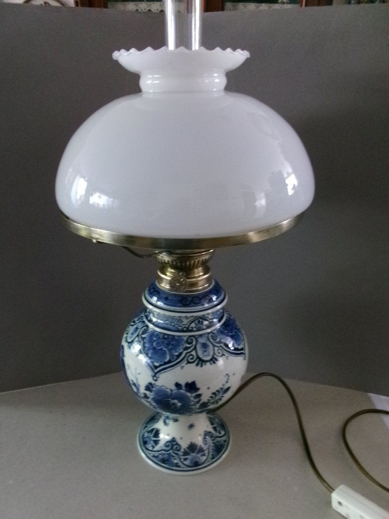 Prachtige Delft,s blauwe Tafel lamp  van Zenith Gouda., Ophalen of Verzenden