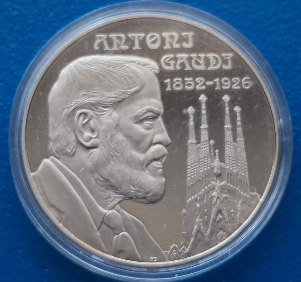 Catalonië 5 ECU Antoni Gaudí - 1994, Postzegels en Munten, Penningen en Medailles, Verzenden, Overige materialen, Buitenland