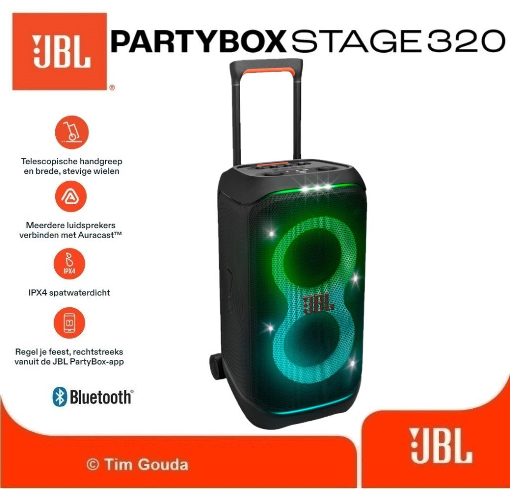 ✅ JBL Partybox Stage 320 - NIEUW, 150 watt of meer, JBL, Party speaker, Nieuw
