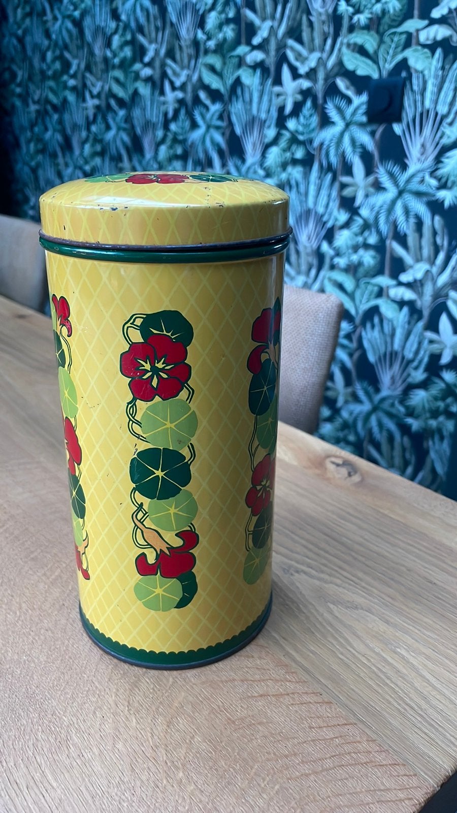 Vintage Verkade blik met bloemmotief - Zaandam, Antiek en Kunst, Ophalen