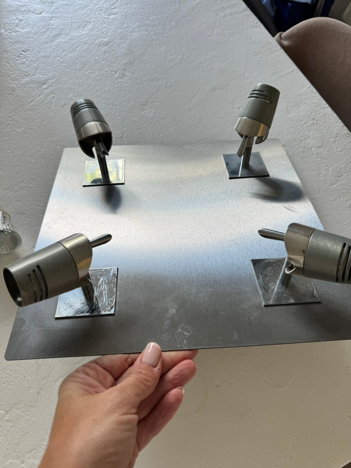 Plafondlamp met spotjes 4x, Gebruikt, Overige merken, Ophalen of Verzenden, Metaal