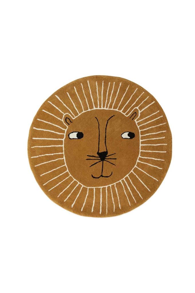 OYOY Vloerkleed Lion - Rond Kinderkleed Leeuw, Huis en Inrichting, Stoffering | Tapijten en Kleden, Gebruikt, 50 tot 100 cm, Rond