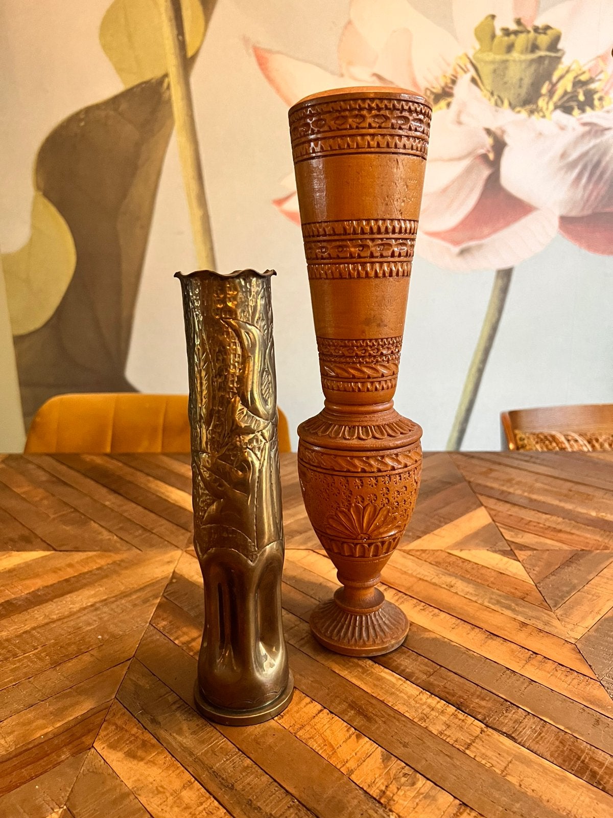 Set: trench art vaas & 20e eeuw siervaas, Ophalen of Verzenden