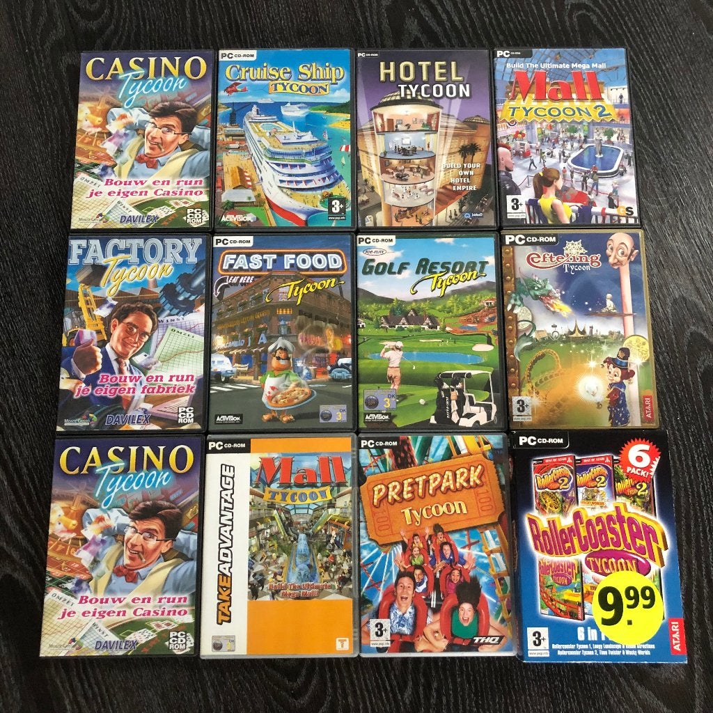 Partij 2 PC CD-ROM Games - Tycoon Spellen, Spelcomputers en Games, Games | Pc, Gebruikt, 1 speler, Ophalen of Verzenden, Vanaf 7 jaar