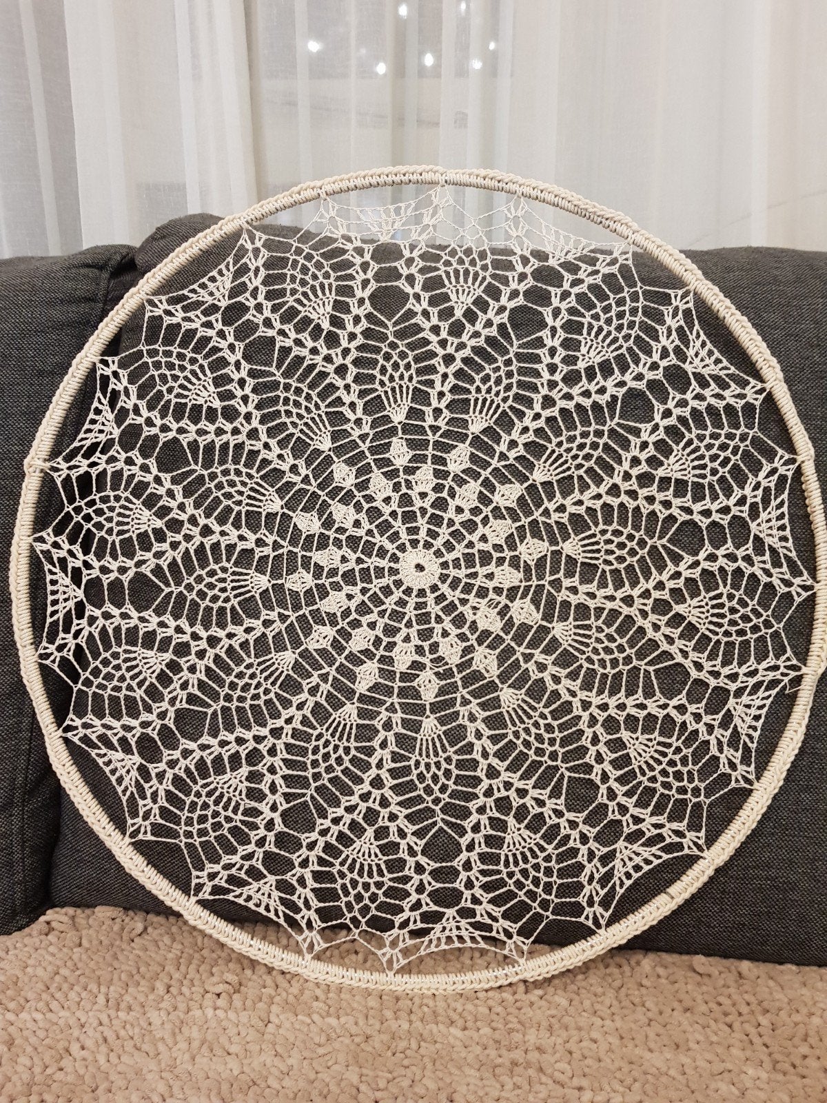 Gehaakte mandala 50 cm beige, Ophalen of Verzenden, Nieuw, Glas of Kopje