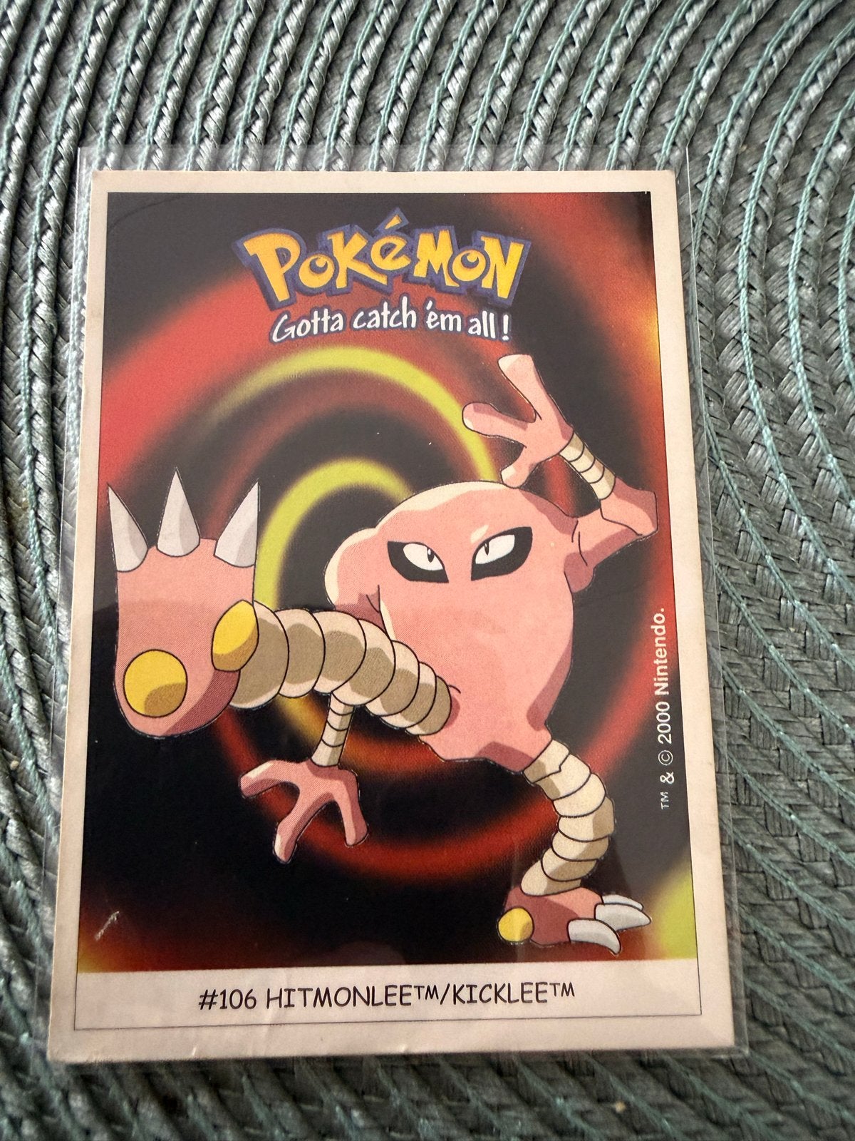 Dunkin Boomer Pokémon sticker/kaart #106 Hitmonlee, Ophalen of Verzenden, Gebruikt