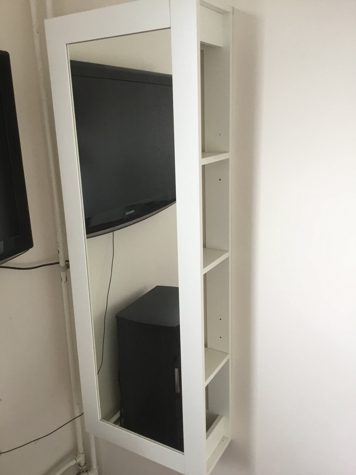 Witte spiegelkast met planken Ikea Brimnes, Minder dan 50 cm, Gebruikt, Ophalen of Verzenden, 150 tot 200 cm