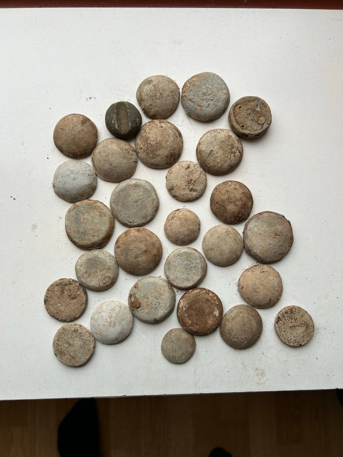 Oude loodgewichten diverse maten. 27 x, Ophalen, Gebruikt