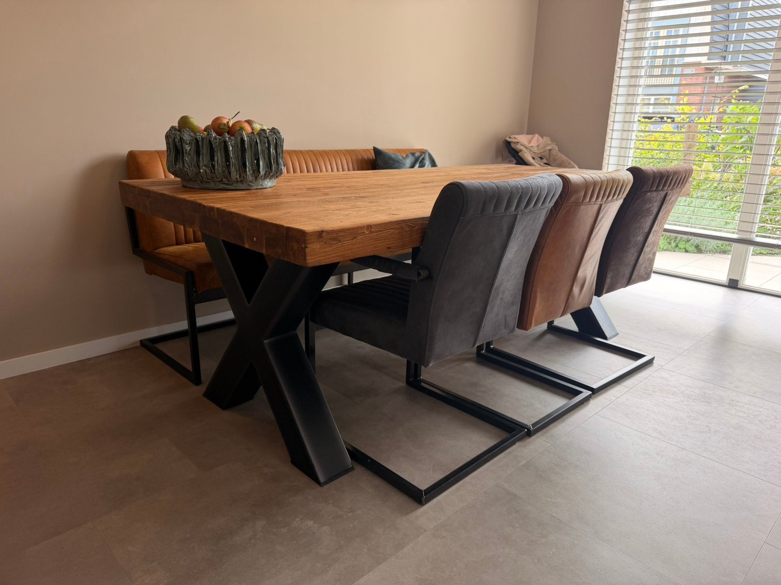 Eetafel set, Huis en Inrichting, Tafels | Eettafels, Ophalen, Gebruikt, Rechthoekig, 200 cm of meer
