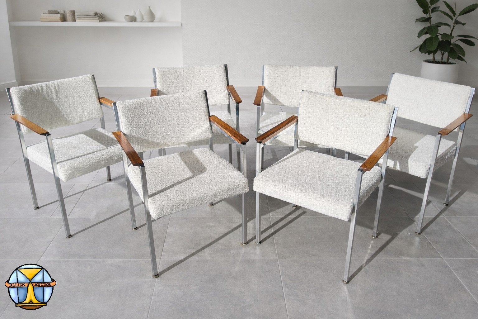 Set 6x vintage armleuning stoelen Polak AP Originals 1960s, Ophalen of Verzenden