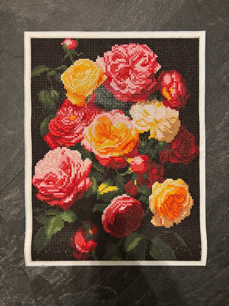 Afgemaakte Diamond Painting met prachtige rozen, Minder dan 50 cm, Nieuw, Ophalen of Verzenden, Schilderij