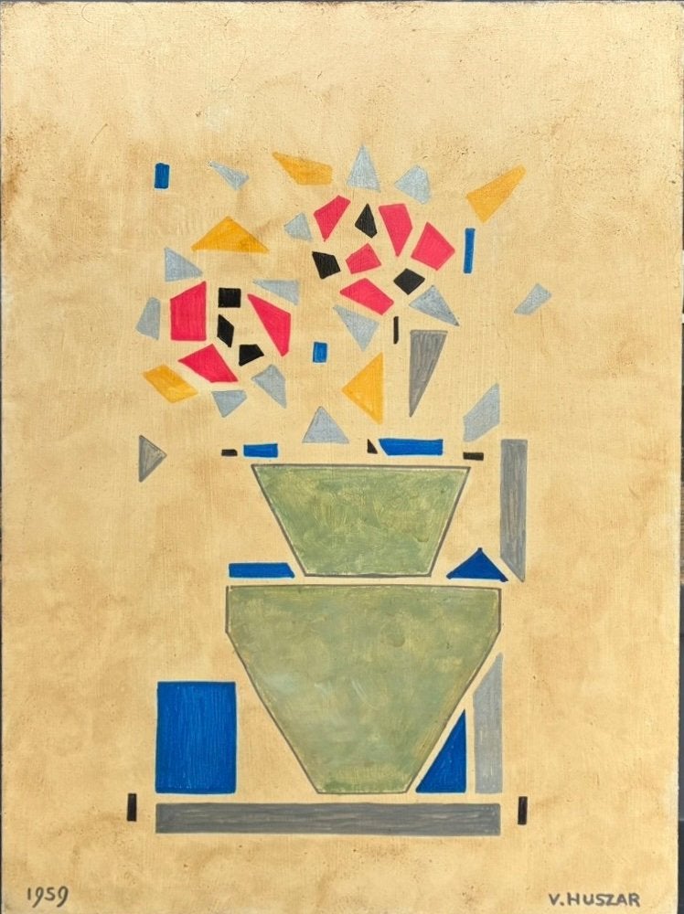 “Vaas met bloemen” compositie De Stijl (naar) Vilmos Huszar., Ophalen