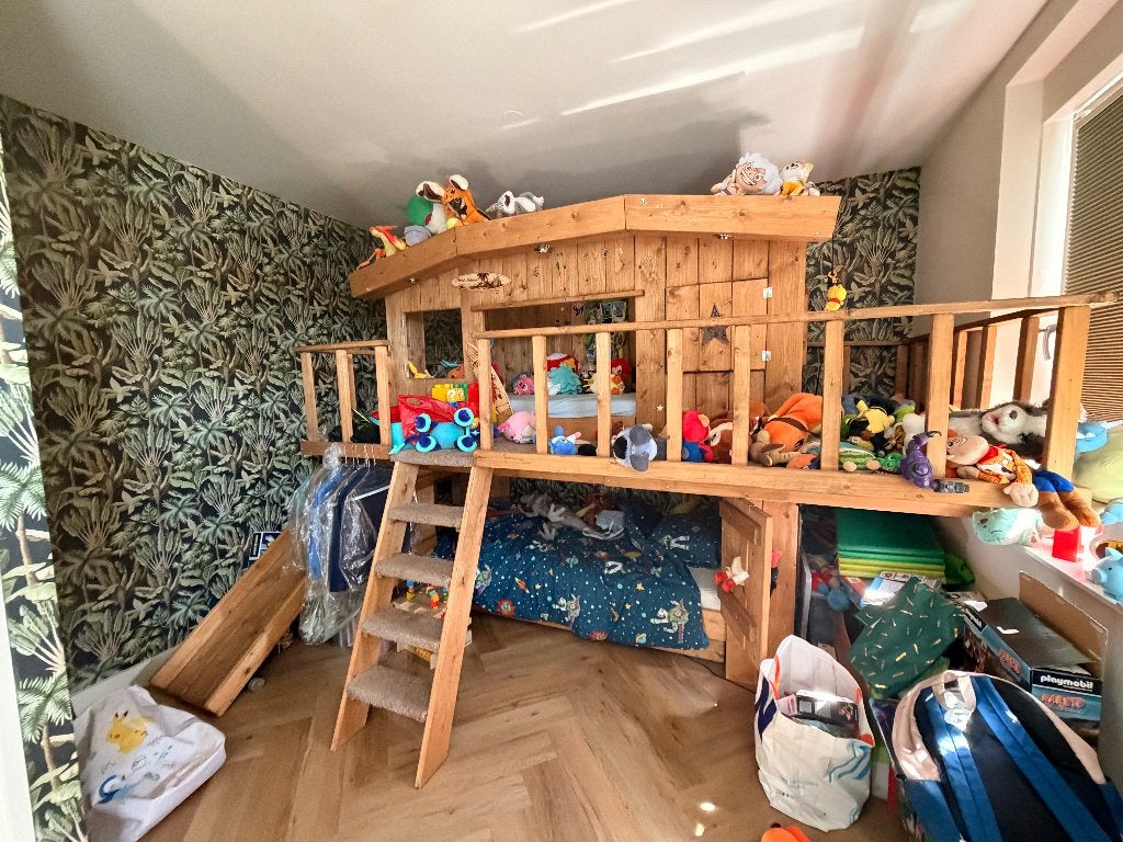 Boomhutbed(den) incl. verlichting en glijbaan, Kinderen en Baby's, Kinderkamer | Bedden, Ophalen, Gebruikt, 100 cm of meer, 180 cm of meer