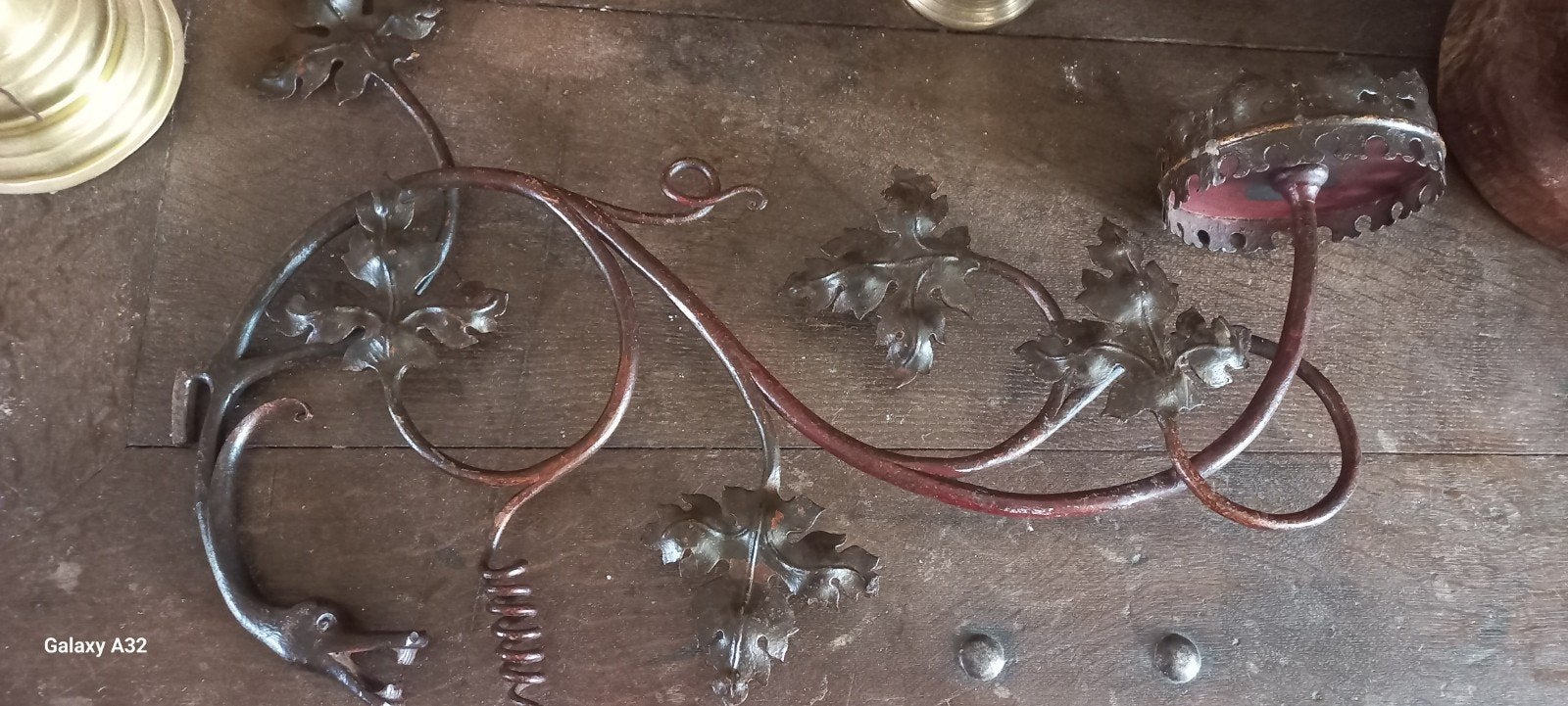 Wandkandelaar gesmeed met Drakenkop ., Ophalen of Verzenden, Koper of Brons