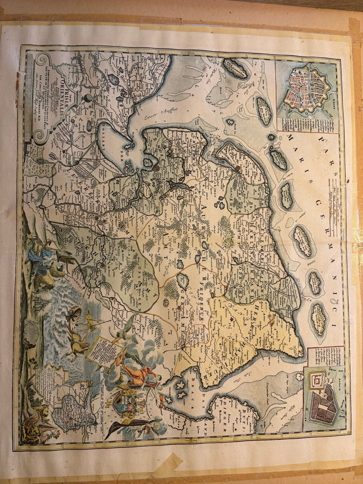 Oude kaart Oost-Friesland, Duitsland [1730] - J.C. Homann, Antiek en Kunst, Ophalen of Verzenden