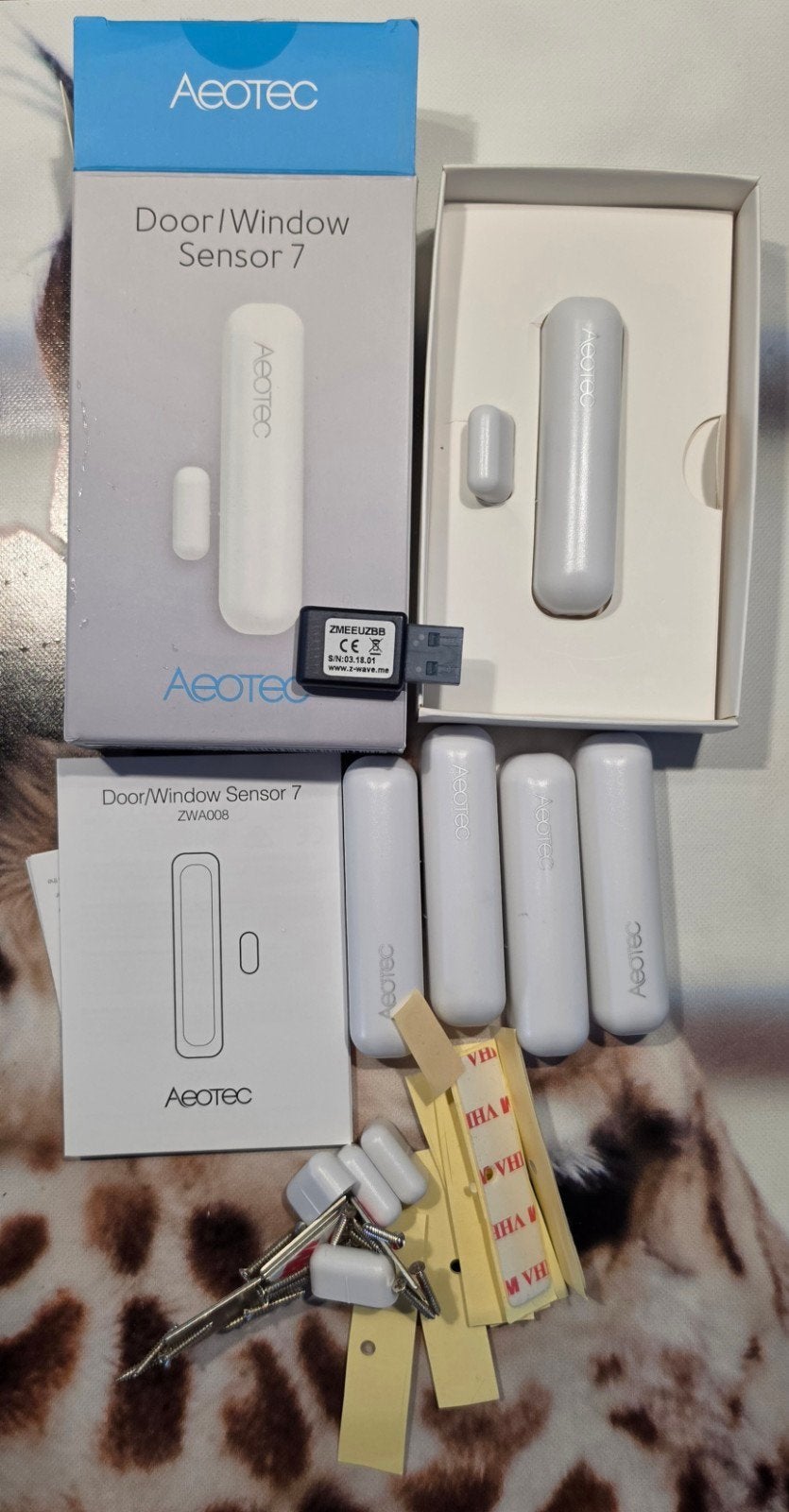 Z-Wave set (dongel + 5x door/Window sensor 7), Detector, Sensor of Melder, Verzenden, Raam of Deur, Zo goed als nieuw