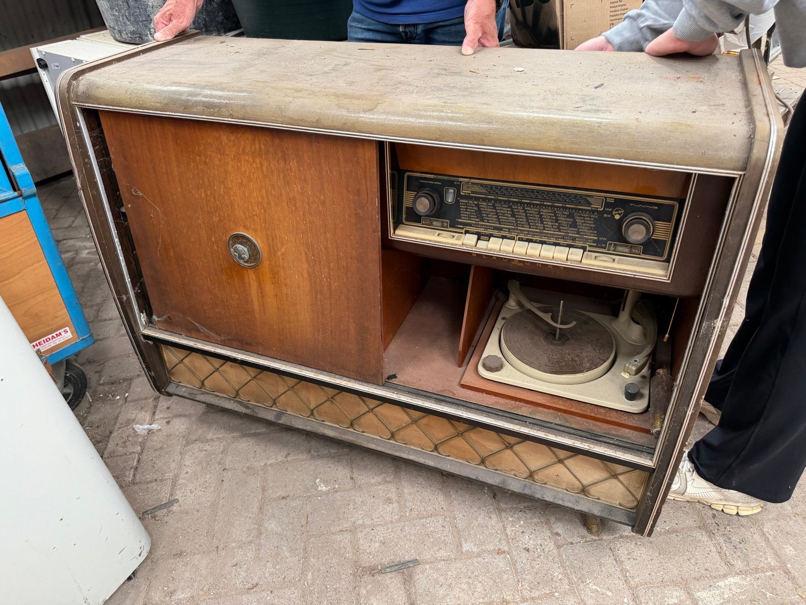 Vintage Platenkast met Radio en Platenspeler, Ophalen