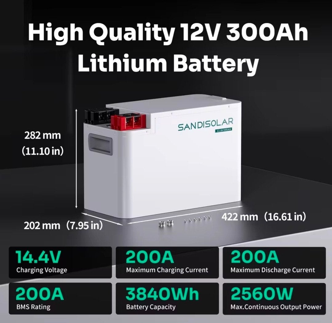 SANDISOLAR 12V 300Ah LiFePO4 Lithium Accu met Bluetooth, Verzenden, Nieuw